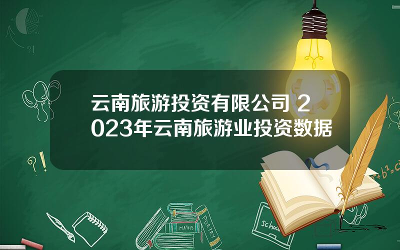 云南旅游投资有限公司 2023年云南旅游业投资数据